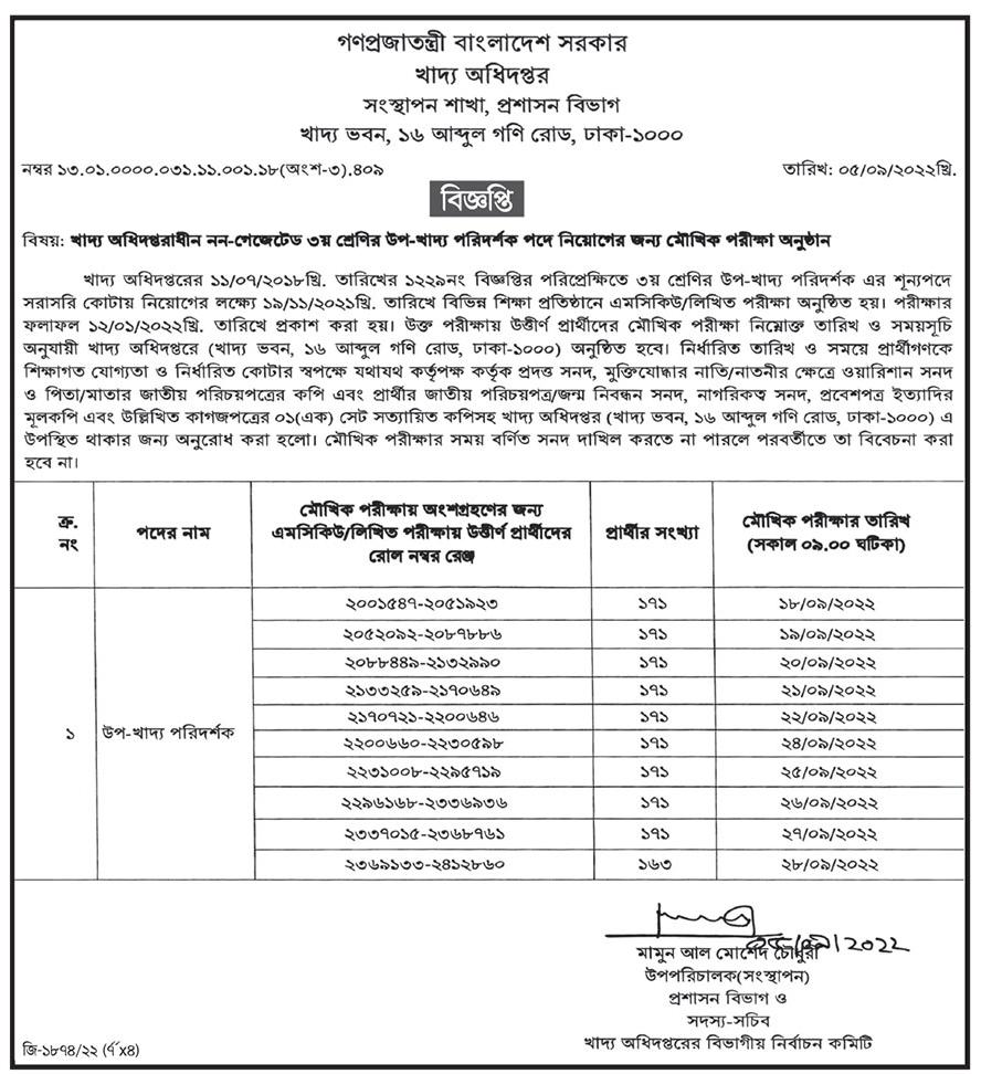 DGFOOD Exam Date 2022